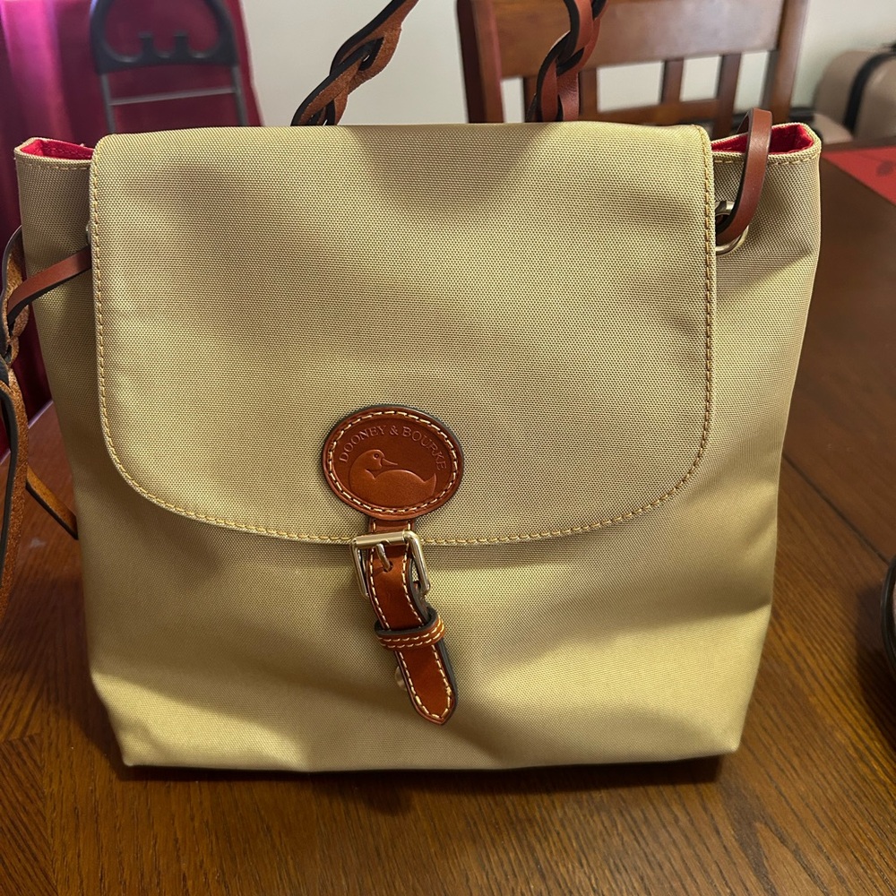 Dooney & Bourke Tan Backpack with Brown Accents